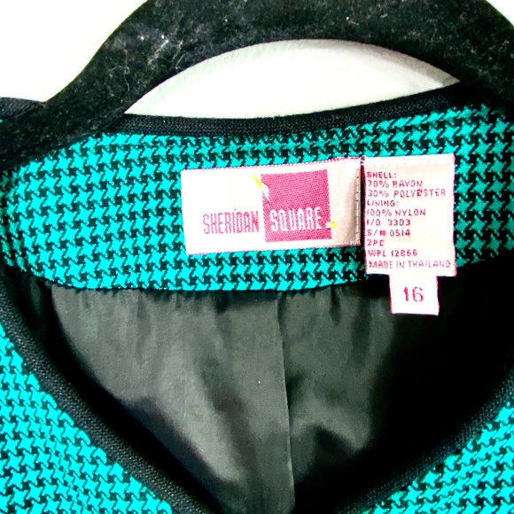 VINTAGE Sheridan Square Green Houndstooth Blazer - Picture 3 of 5